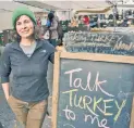  ??  ?? Amanda Andrews sells heritage birds at the Union Square Greenmarke­t.