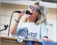  ?? ?? Wendy Terenzio performs during Milford Porch Fest in Milford.