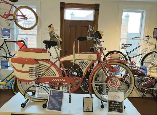  ?? ?? A modified 1953 Schwinn DX that was used in the 1985 film “Pee-wee’s Big Adventure” is on display at the Bicycle Museum of America in New Bremen, Ohio.