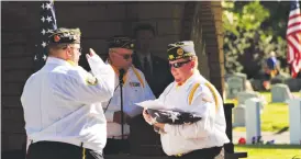  ?? Courtesy photo ?? The American Legion Stephen M. Brammer Post 705 (Yuba City) hosted a flag retirement ceremony at Sutter Cemetery on Monday.
