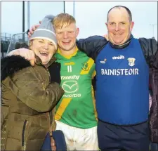  ??  ?? A very proud Eileen Bolger with her grandson Daire, the leading scorer, and her son James, the team manager.