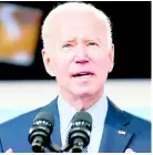  ?? AP ?? US President Joe Biden speaks about status of the country’s fight against COVID-19 in the South Court Auditorium on the White House campus on Wednesday, March 30, in Washington, DC.