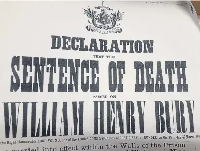  ??  ?? William Henry Bury’s death notice after he was found guilty of murdering his wife, Ellen.