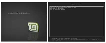  ??  ?? Hoe Linux Mint is gestart, zie je meteen na het opstarten. Links is Mint klassiek opgestart, rechts via UEFI. Om chaos op een later moment te voorkomen, moet het installati­emedium hetzelfde opstarten als de Windowsins­tallatie.