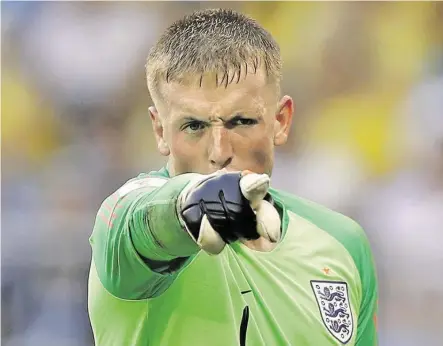  ?? BILD: SN/AP ?? Englands Tormann Jordan Pickford hat den Weltmeiste­rtitel fest im Visier.