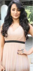  ?? IANS ?? TRISHA is set to start with her next movie. |