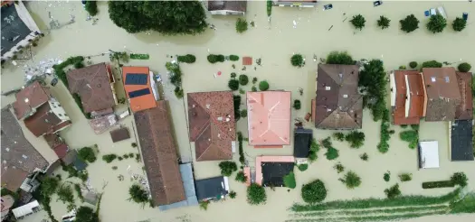  ?? ?? Submerged: The Italian city of Cesena, in the northern region of Emilia-Romagna, was among the hardest-hit areas