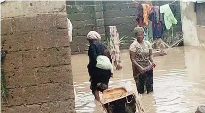  ?? Photo: Magaji Isa Hunkuyi ?? Some victims whose houses were flooded in Jalingo salvaging their belongings