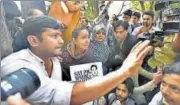  ?? RAJ K RAJ/HT ?? Disciplina­ry action had been ordered against Kanhaiya Kumar and others for allegedly raising antiindia slogans last year.