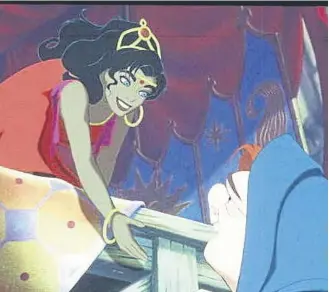  ?? ?? A still from the 1996 film showing Esmeralda giving Quasimodo a hand