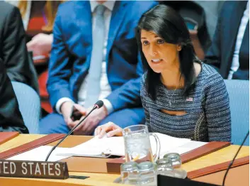  ?? PHOTO AFP ?? Selon l’ambassadri­ce américaine Nikki Haley, les nouvelles sanctions sont « le reflet de l’indignatio­n internatio­nale face aux actions du régime de Kim » Jong-un.