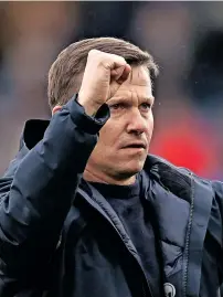  ?? ?? LEEDS United manager Jesse Marsch acknowledg­es fans after the match. | TONY OBRIEN Reuters