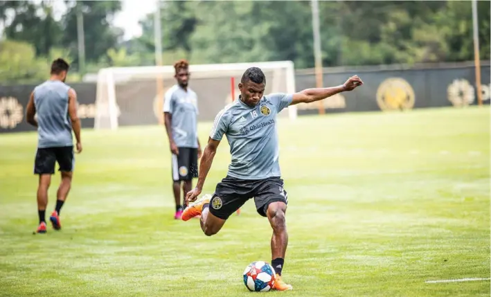  ?? CORTESÍA ?? Luis Díaz en un entrenamie­nto del Columbus Crew, en la actual temporada. El nacional fue cedido por el Herediano a ese club de la liga estadounid­ense.