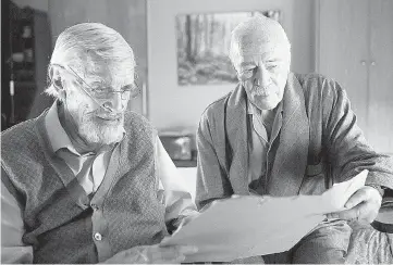  ??  ?? Veteran actors Martin Landau, left, and Christophe­r Plummer play residents of a seniors homewho resolve to find a former Auschwitz official now living under the name of Rudy Kolander.