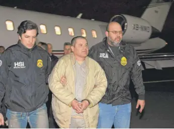  ?? | AP ?? Joaquin “El Chapo” Guzman is escorted from a plane in New York in January.