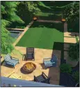  ?? (Photo and rendering courtesy of Orlando Landscape Designs) ?? Our landscape designer suggests improved sightlines and using strategica­lly placed fire bowls to draw the eye out.