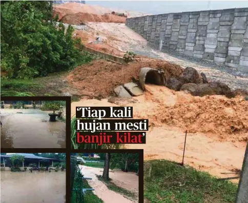  ??  ?? KEADAAN anak sungai di Kampung Bangi yang dilimpahi air dari kawasan projek perumahan berhampira­n apabila hujan lebat.