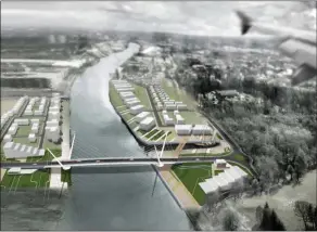  ??  ?? Image of the proposed bridge linking Renfrew to Yoker