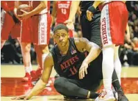  ?? CHADD CADY ?? SDSU’S Matt Mitchell looks on after a turnover in the first half during the team’s 66-63 home loss to UNLV on Saturday.