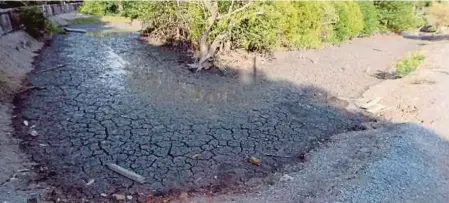  ??  ?? KAWASAN kolam ternakan milik Pak Din terbiar akibat air laut surut di Kuala Perlis.