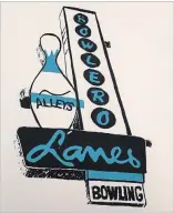  ??  ?? Bowlero Lanes screen print by Julie Turner.