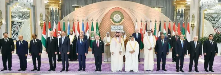  ?? (The Egyptian Presidency/Reuters) ?? ARAB LEADERS pose for a photo ahead of the Arab League Summit in Jeddah, Saudi Arabia, on May 19.