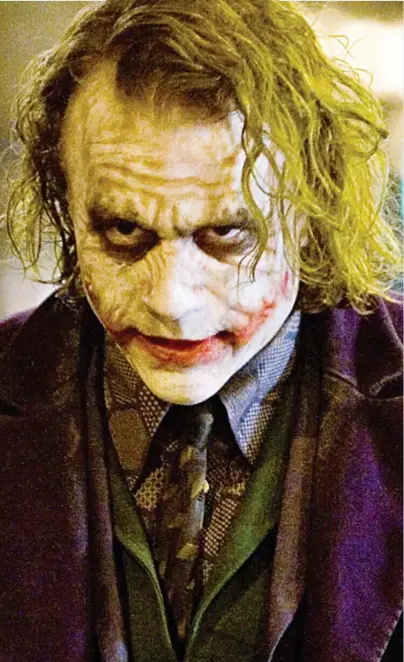  ??  ?? The Joker: Actor Heath Ledger as the villain in the 2008 Batman movie The Dark Knight