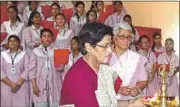  ??  ?? Principal Sr. Mercia (left) with Sr. Anita Braganza at Loreto Convent School, Delhi Cantt.