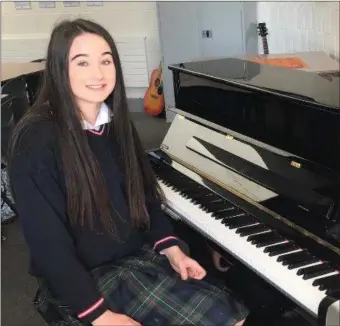  ??  ?? Coláiste Chill Mhantáin Transition Year student, Eve Cowdrey, who has been selected to join a number of other students across the country to participat­e in a TY Orchestra Project.