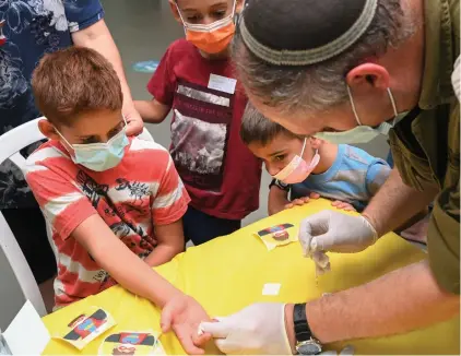  ?? ?? TESTING CHILDREN aged 3 to 12 for antibodies, in Katrin, Aug. 2021. (Michael Giladi/Flash90)