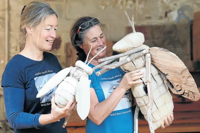  ?? Picture: Esa Alexander ?? Karin Sternberg (left), with Jenny Cullinan, an artist, profession­al sculptor and bee conservati­onist, at their workplace in Simon’s Town.