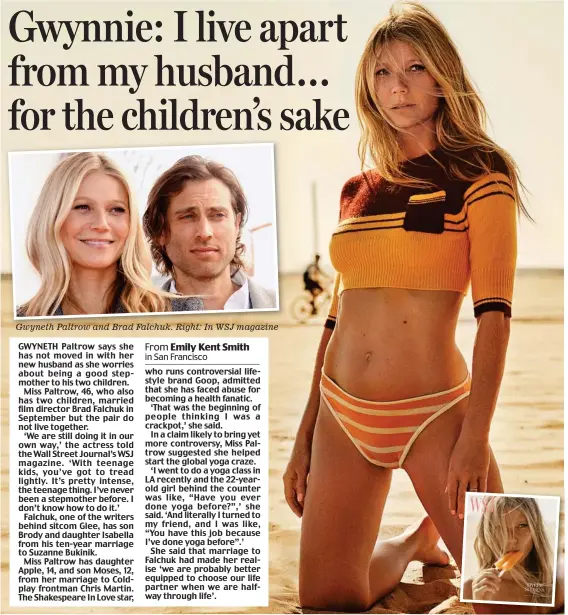  ??  ?? Gwyneth Paltrow and Brad Falchuk. Right: In WSJ magazine