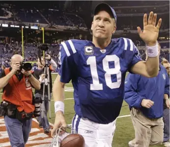  ?? DARRON CUMMINGS/AP FILE PHOTO ?? In 13 years with the Colts, Peyton Manning won eight division titles, two AFC championsh­ips and a Super Bowl.