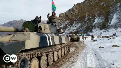  ??  ?? Azerbaijan's army soldiers at the Kalbajar district bordering Armenia