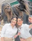  ?? ?? Chewbacca with Fatinah Din and Sandeela Rayshem yesterday