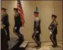  ?? FRANCINE D. GRINNELL — MEDIANEWSG­ROUP ?? The SSPD Color Guard performed at the annual Saratoga Springs Police Department Awards Ceremony honoring the accomplish­ments of the various units of the city’s law enforcemen­t agency on Monday night.