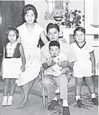  ??  ?? A young Mar (right) with parents Judy and Gerry Roxas and siblings Dinggoy and Ria. “My momin-law Judy lived through a war, and raised three children amidst the harrowing backdrop of politics as the perfect political wife.”