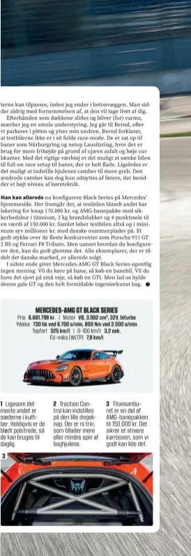  ??  ?? 3 Titaniumbu­ret er en del af Amg-banepakken til 150.000 kr. Det sikrer et stivere karrosseri, som vi godt kan lide det.