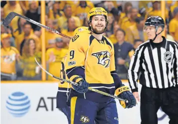  ?? CHRISTOPHE­R HANEWINCKE­L, USA TODAY SPORTS ?? Winger Filip Forsberg leads the Predators with 15 points ( including eight goals) in the playoffs.