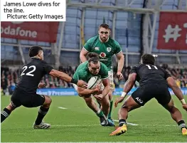  ?? ?? James Lowe dives for the line.
Picture: Getty Images