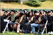  ?? JOSE QUEZADA FOR THE TIMESSTAND­ARD FILE ?? Eureka Senior High School grads enjoy the big day at Albee Stadium in 2019. How will graduation look this year?