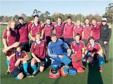  ??  ?? The Gippsland Bulls men’s hockey team supported men’s health round, wearing blue socks for the awareness campaign.