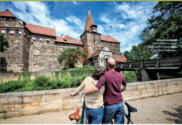  ??  ?? Sehenswürd­igkeit Die historisch­e Laufer Burg ist ein Highlight des Fünf-Flüsse-Radweges.