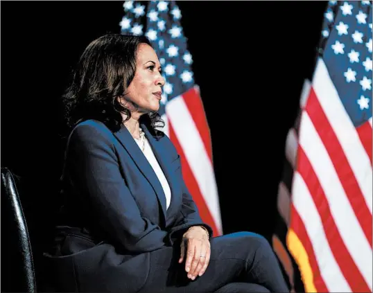  ?? ERIN SCHAFF/THE NEW YORK TIMES ?? Sen. Kamala Harris of California, the daughter of an Indian mother and Jamaican father, is driven by her experience­s growing up.