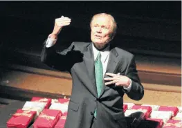  ?? Staff file photo ?? Ed Young speaks at Second Baptist Church. Young was among those who signed the ordination certificat­e for Chad Foster.