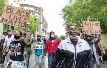  ?? GETTY MIAGES ?? Supporters of Black Lives Matter march in Nashville, Tennessee, on April 24.