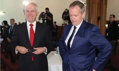  ??  ?? Malcolm Turnbull invited Bill Shorten to meet to further discuss the idea of fixed, four-year parliament­ary terms. Photograph: Mike Bowers for the Guardian