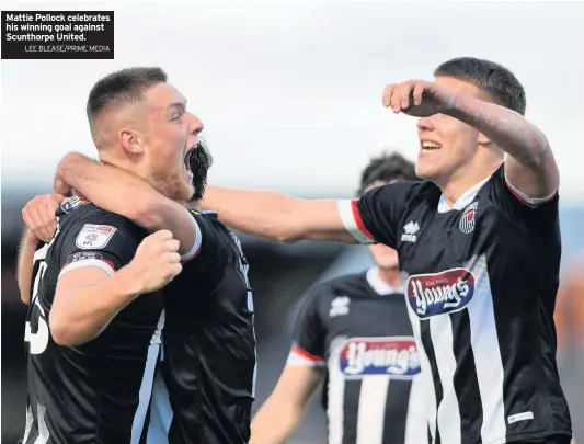  ?? LEE BLEASE/PRIME MEDIA ?? Mattie Pollock celebrates his winning goal against Scunthorpe United.