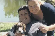  ?? ?? Donor Seb Trezise with wife Hollie and their puppy Freddie