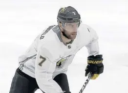  ?? K.M.CANNON/LASVEGAS REVIEW-JOURNAL ?? Former Blues captain Alex Pietrangel­o was the exception this offseason when he landed a long-term deal with the Golden Knights.